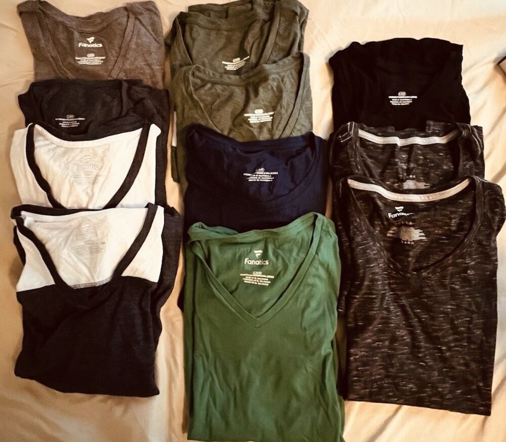 Lot of NEW Women’s Shirts - 11 Large shirts- Baseball, Tshirts, V-necks